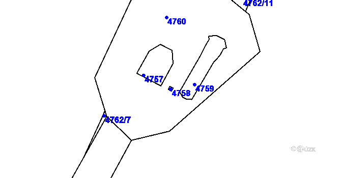 Parcela st. 4758 v KÚ Lískovec u Frýdku-Místku, Katastrální mapa