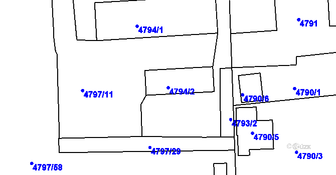 Parcela st. 4794/2 v KÚ Lískovec u Frýdku-Místku, Katastrální mapa