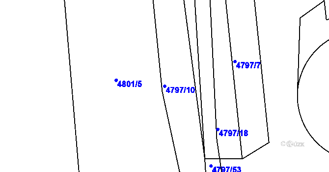 Parcela st. 4797/10 v KÚ Lískovec u Frýdku-Místku, Katastrální mapa