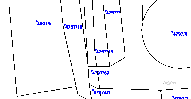 Parcela st. 4797/18 v KÚ Lískovec u Frýdku-Místku, Katastrální mapa