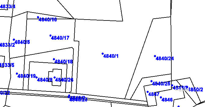 Parcela st. 4840/1 v KÚ Lískovec u Frýdku-Místku, Katastrální mapa