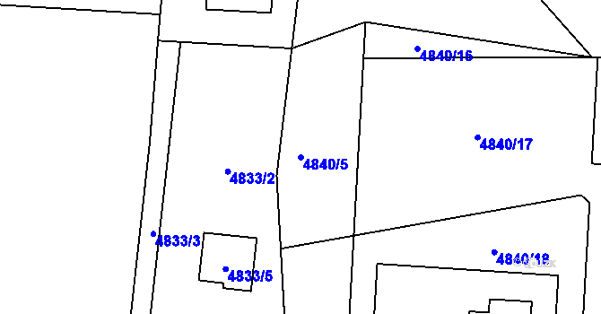 Parcela st. 4840/5 v KÚ Lískovec u Frýdku-Místku, Katastrální mapa