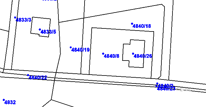 Parcela st. 4840/8 v KÚ Lískovec u Frýdku-Místku, Katastrální mapa