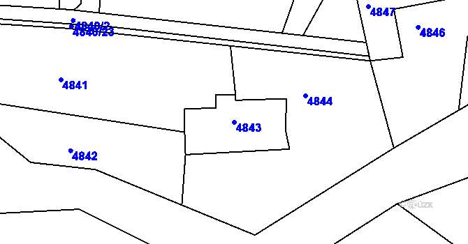 Parcela st. 4843 v KÚ Lískovec u Frýdku-Místku, Katastrální mapa