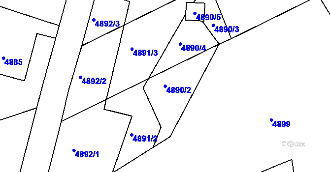 Parcela st. 4890/2 v KÚ Lískovec u Frýdku-Místku, Katastrální mapa