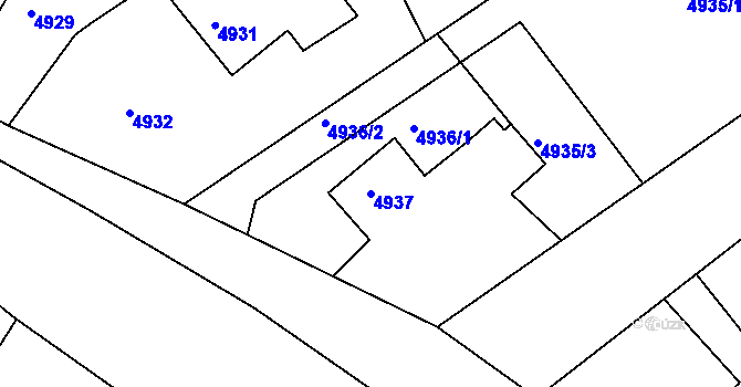 Parcela st. 4937 v KÚ Lískovec u Frýdku-Místku, Katastrální mapa