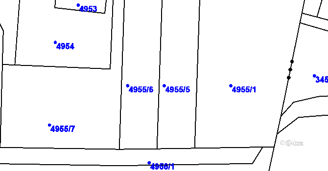 Parcela st. 4955/5 v KÚ Lískovec u Frýdku-Místku, Katastrální mapa