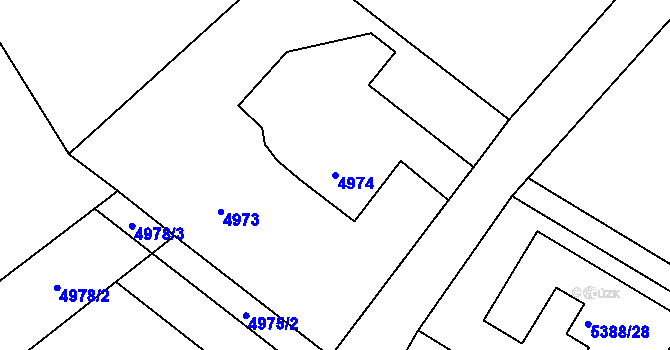 Parcela st. 4974 v KÚ Lískovec u Frýdku-Místku, Katastrální mapa