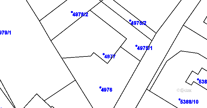 Parcela st. 4977 v KÚ Lískovec u Frýdku-Místku, Katastrální mapa