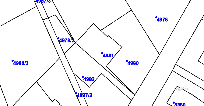 Parcela st. 4981 v KÚ Lískovec u Frýdku-Místku, Katastrální mapa