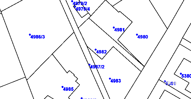 Parcela st. 4982 v KÚ Lískovec u Frýdku-Místku, Katastrální mapa