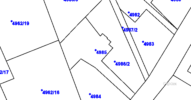 Parcela st. 4985 v KÚ Lískovec u Frýdku-Místku, Katastrální mapa
