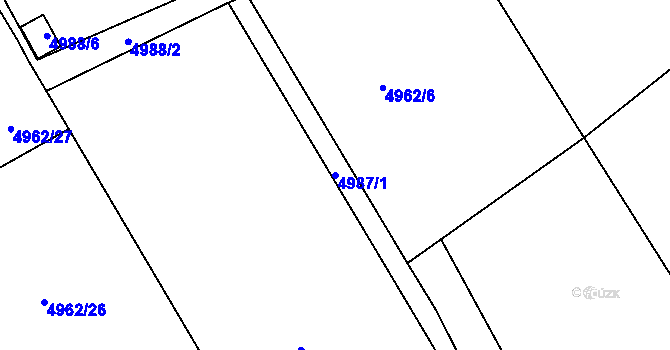 Parcela st. 4987/1 v KÚ Lískovec u Frýdku-Místku, Katastrální mapa