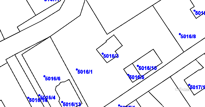 Parcela st. 5016/3 v KÚ Lískovec u Frýdku-Místku, Katastrální mapa