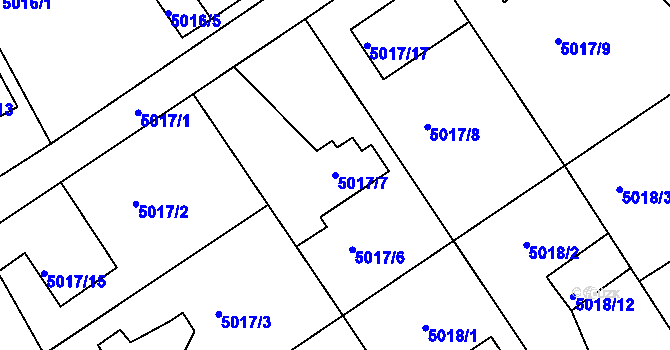 Parcela st. 5017/7 v KÚ Lískovec u Frýdku-Místku, Katastrální mapa