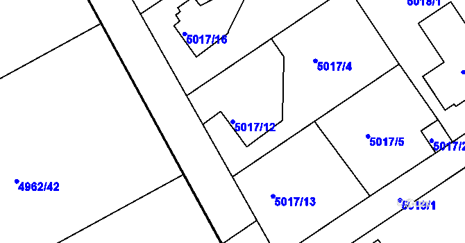 Parcela st. 5017/12 v KÚ Lískovec u Frýdku-Místku, Katastrální mapa