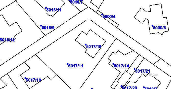 Parcela st. 5017/19 v KÚ Lískovec u Frýdku-Místku, Katastrální mapa
