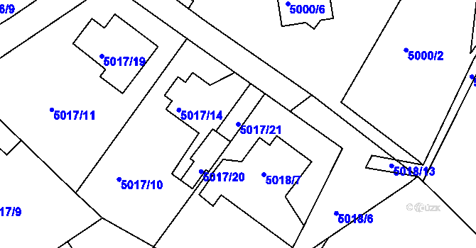 Parcela st. 5017/21 v KÚ Lískovec u Frýdku-Místku, Katastrální mapa