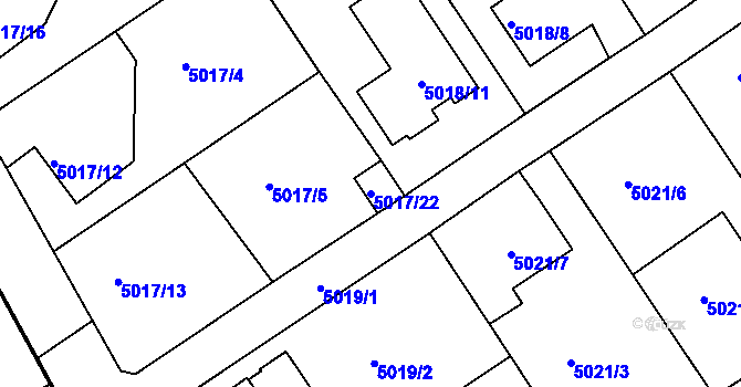 Parcela st. 5017/22 v KÚ Lískovec u Frýdku-Místku, Katastrální mapa