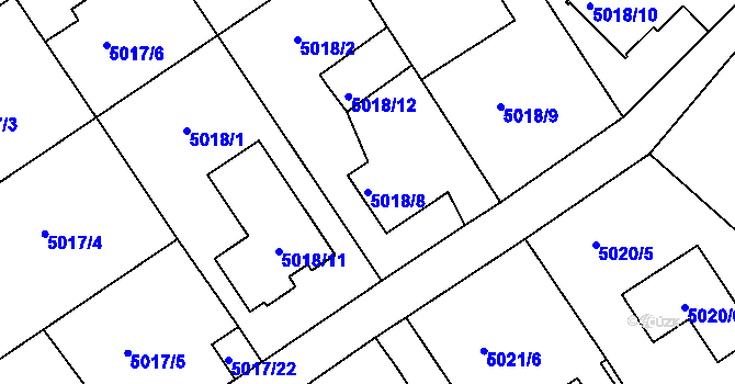Parcela st. 5018/8 v KÚ Lískovec u Frýdku-Místku, Katastrální mapa