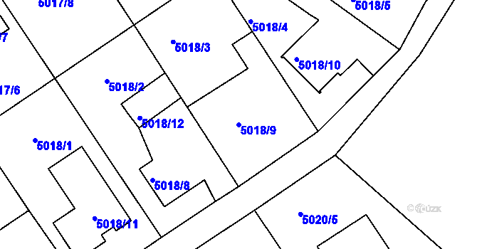 Parcela st. 5018/9 v KÚ Lískovec u Frýdku-Místku, Katastrální mapa