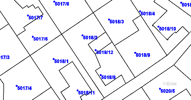 Parcela st. 5018/12 v KÚ Lískovec u Frýdku-Místku, Katastrální mapa