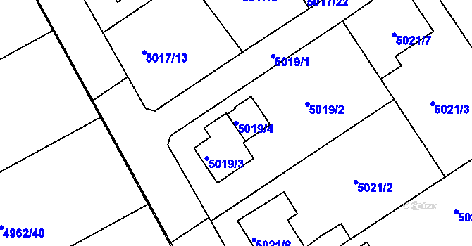 Parcela st. 5019/4 v KÚ Lískovec u Frýdku-Místku, Katastrální mapa