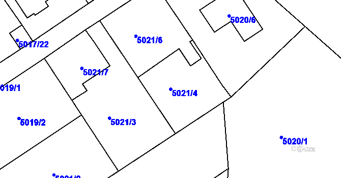 Parcela st. 5021/4 v KÚ Lískovec u Frýdku-Místku, Katastrální mapa