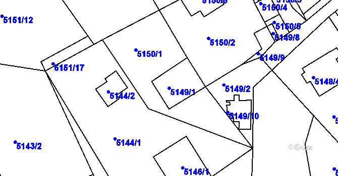 Parcela st. 5149/1 v KÚ Lískovec u Frýdku-Místku, Katastrální mapa