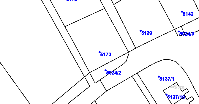 Parcela st. 5173 v KÚ Lískovec u Frýdku-Místku, Katastrální mapa