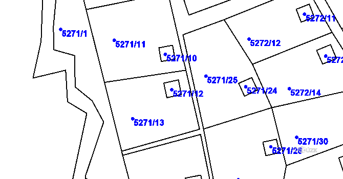 Parcela st. 5271/12 v KÚ Lískovec u Frýdku-Místku, Katastrální mapa