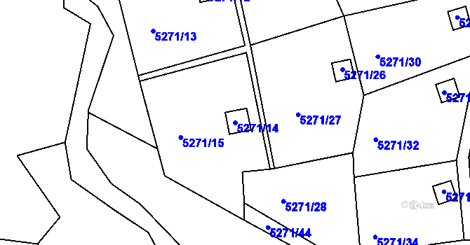 Parcela st. 5271/14 v KÚ Lískovec u Frýdku-Místku, Katastrální mapa