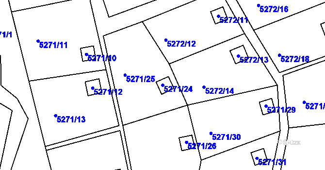Parcela st. 5271/24 v KÚ Lískovec u Frýdku-Místku, Katastrální mapa