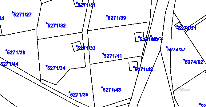 Parcela st. 5271/41 v KÚ Lískovec u Frýdku-Místku, Katastrální mapa