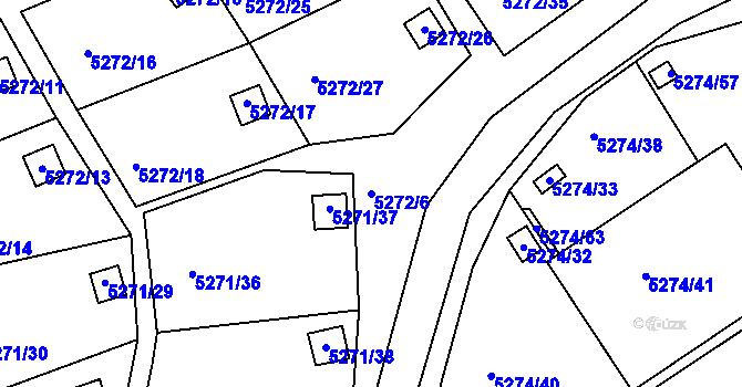 Parcela st. 5272/6 v KÚ Lískovec u Frýdku-Místku, Katastrální mapa