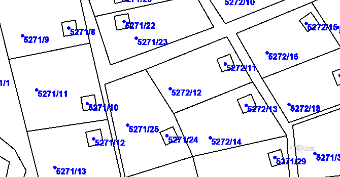 Parcela st. 5272/12 v KÚ Lískovec u Frýdku-Místku, Katastrální mapa