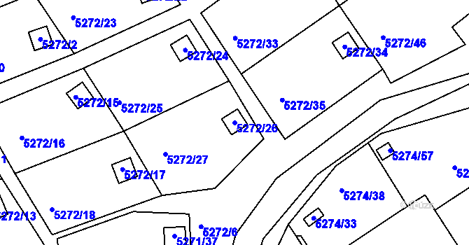 Parcela st. 5272/26 v KÚ Lískovec u Frýdku-Místku, Katastrální mapa