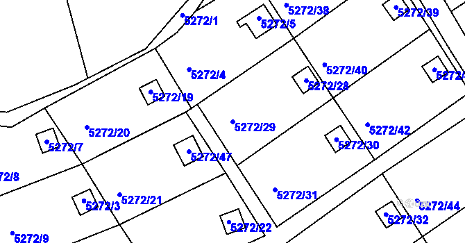 Parcela st. 5272/29 v KÚ Lískovec u Frýdku-Místku, Katastrální mapa