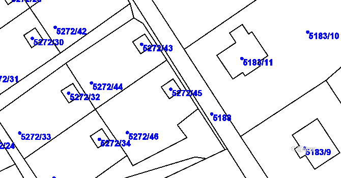Parcela st. 5272/45 v KÚ Lískovec u Frýdku-Místku, Katastrální mapa
