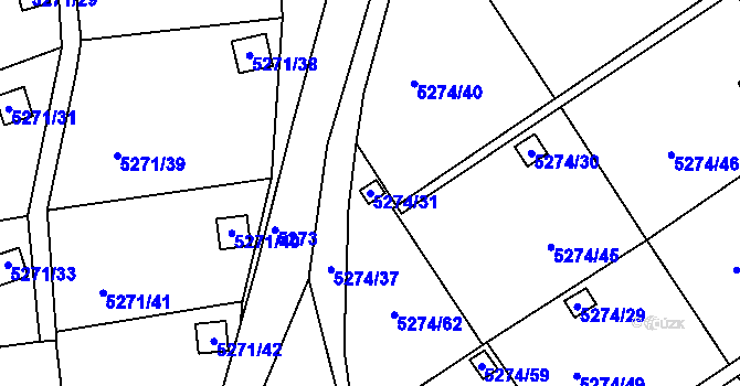 Parcela st. 5274/31 v KÚ Lískovec u Frýdku-Místku, Katastrální mapa