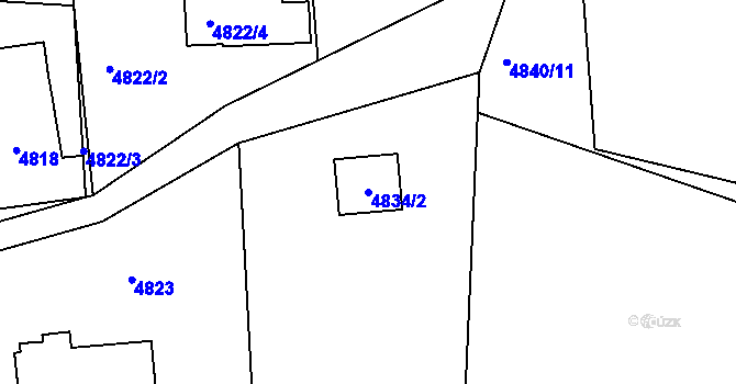 Parcela st. 4834/2 v KÚ Lískovec u Frýdku-Místku, Katastrální mapa