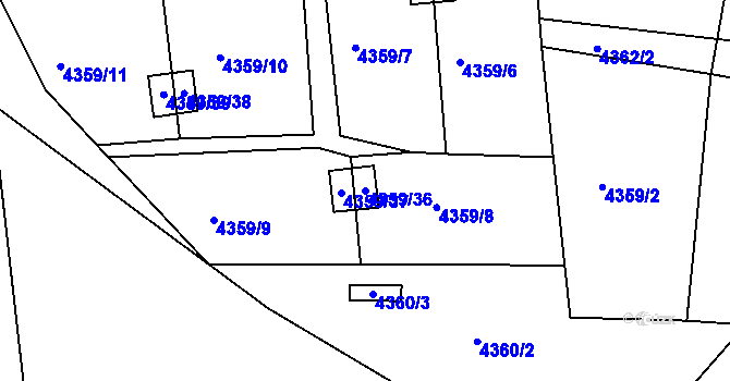 Parcela st. 4359/36 v KÚ Lískovec u Frýdku-Místku, Katastrální mapa