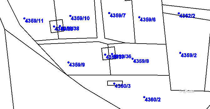 Parcela st. 4359/37 v KÚ Lískovec u Frýdku-Místku, Katastrální mapa