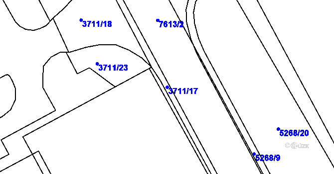 Parcela st. 3711/17 v KÚ Lískovec u Frýdku-Místku, Katastrální mapa