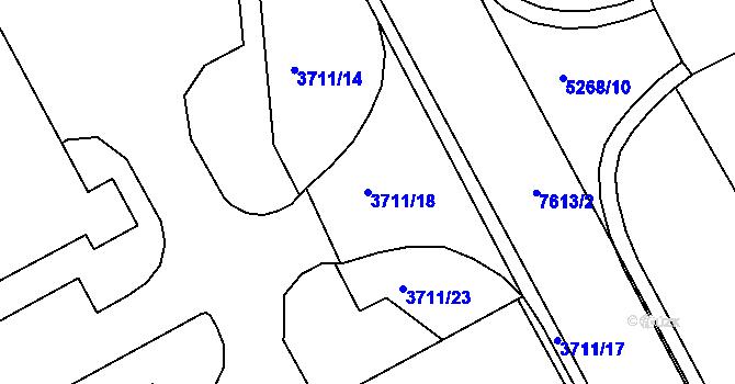 Parcela st. 3711/18 v KÚ Lískovec u Frýdku-Místku, Katastrální mapa