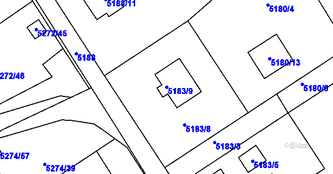 Parcela st. 5183/9 v KÚ Lískovec u Frýdku-Místku, Katastrální mapa