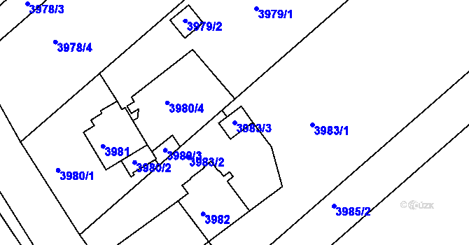 Parcela st. 3983/3 v KÚ Lískovec u Frýdku-Místku, Katastrální mapa