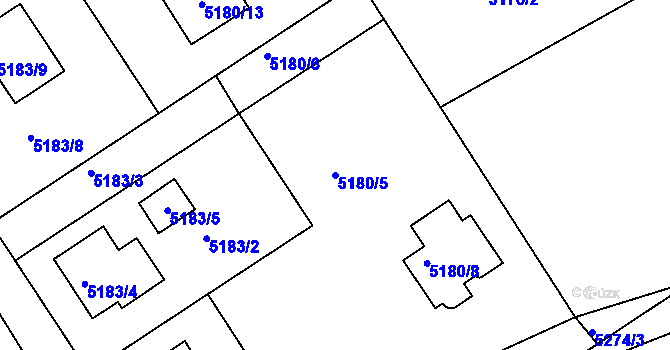 Parcela st. 5180/5 v KÚ Lískovec u Frýdku-Místku, Katastrální mapa