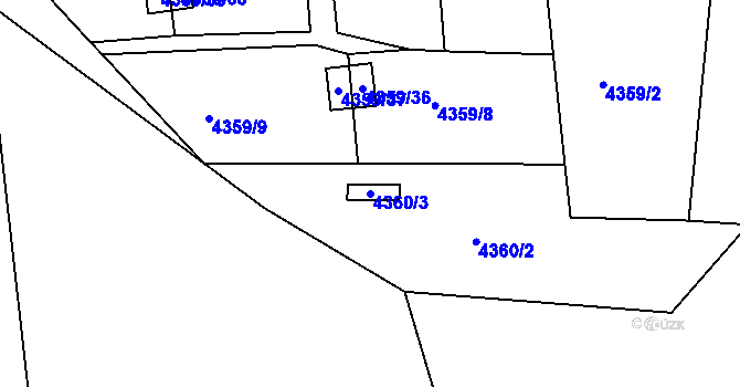 Parcela st. 4360/3 v KÚ Lískovec u Frýdku-Místku, Katastrální mapa