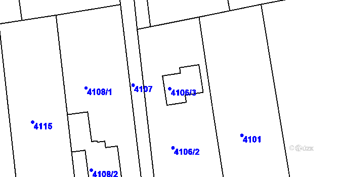 Parcela st. 4106/3 v KÚ Lískovec u Frýdku-Místku, Katastrální mapa